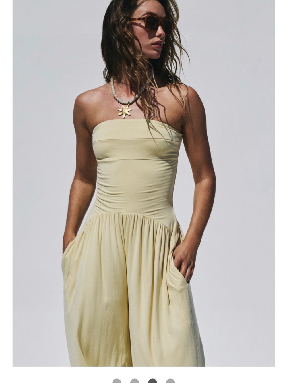 Free People Strapless Wide-Leg Jumpsuit in Soft off white